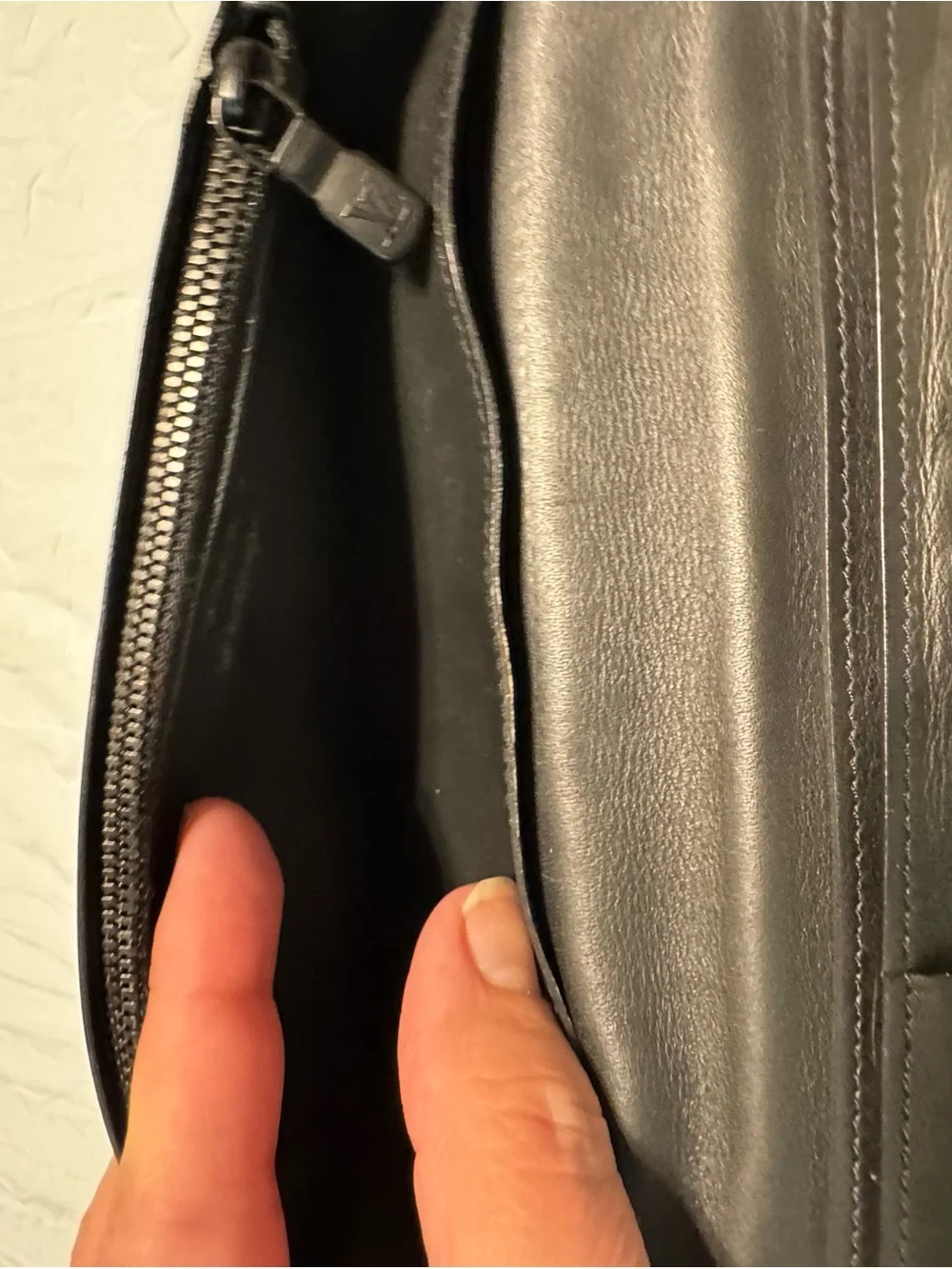 Louis Vuitton Black Embossed 'LOUIS' Leather Long Wallet